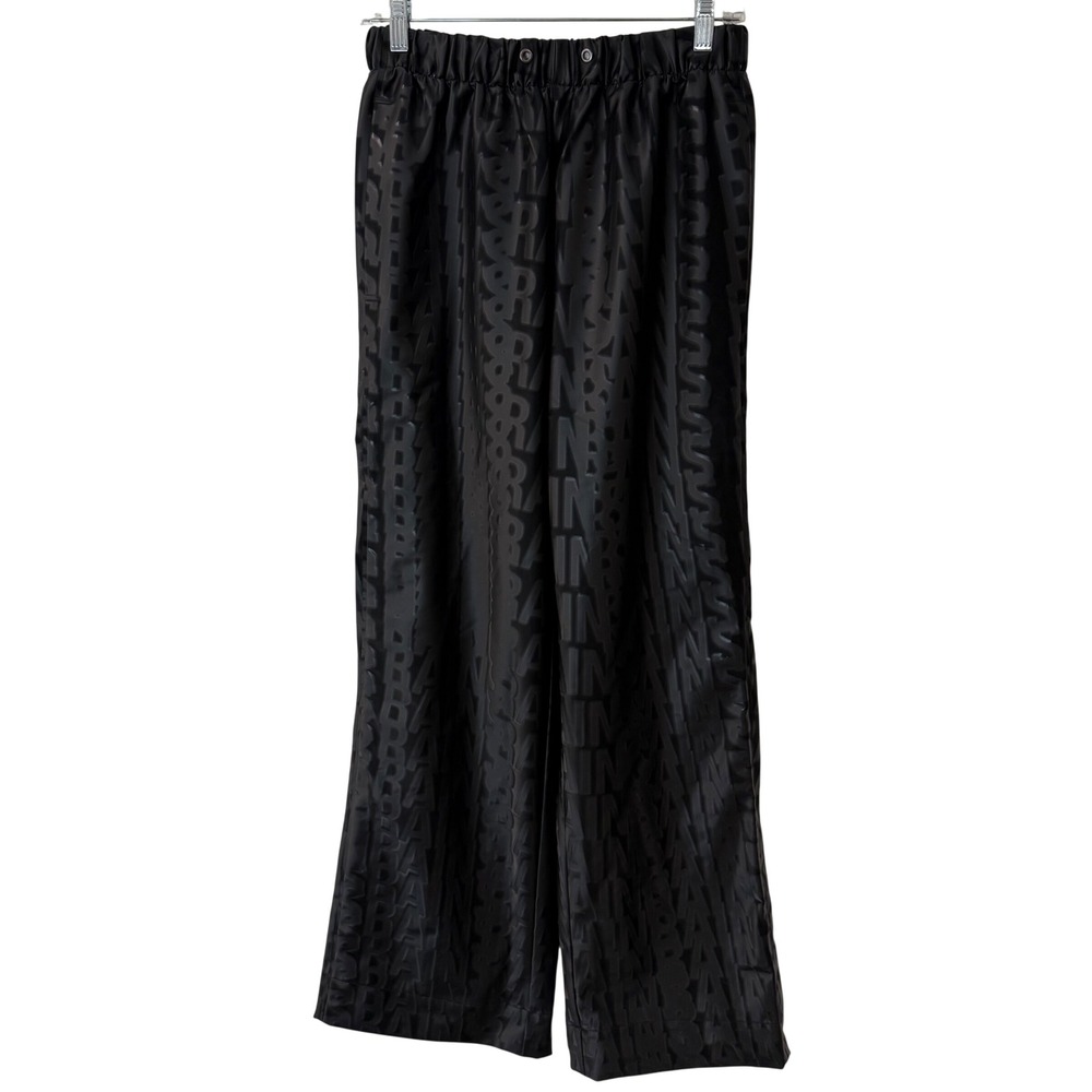 Rains Womens Wide Leg Pants Small Black Excellent Embossed Logo Waterproof